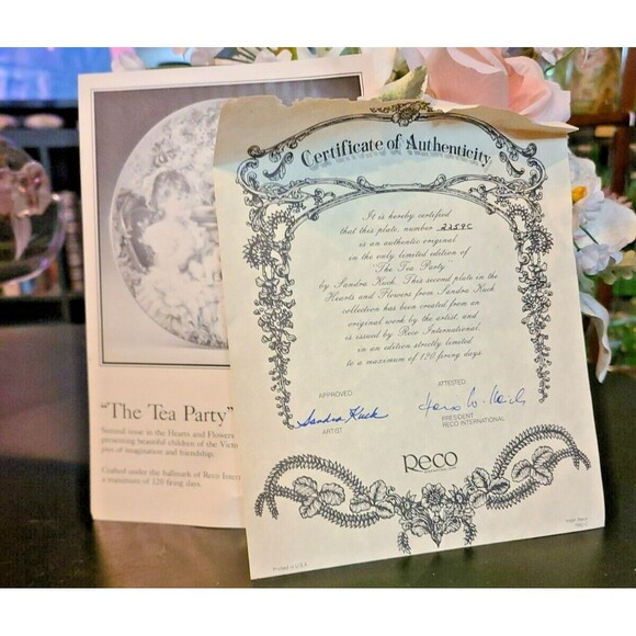 Reco Brand Limited Edition "The Tea Party" Collector Plate by Sandra Kuck - Picture 3 of 3